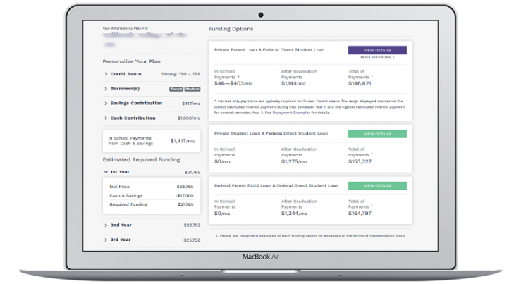 See detailed financing options side-by-side